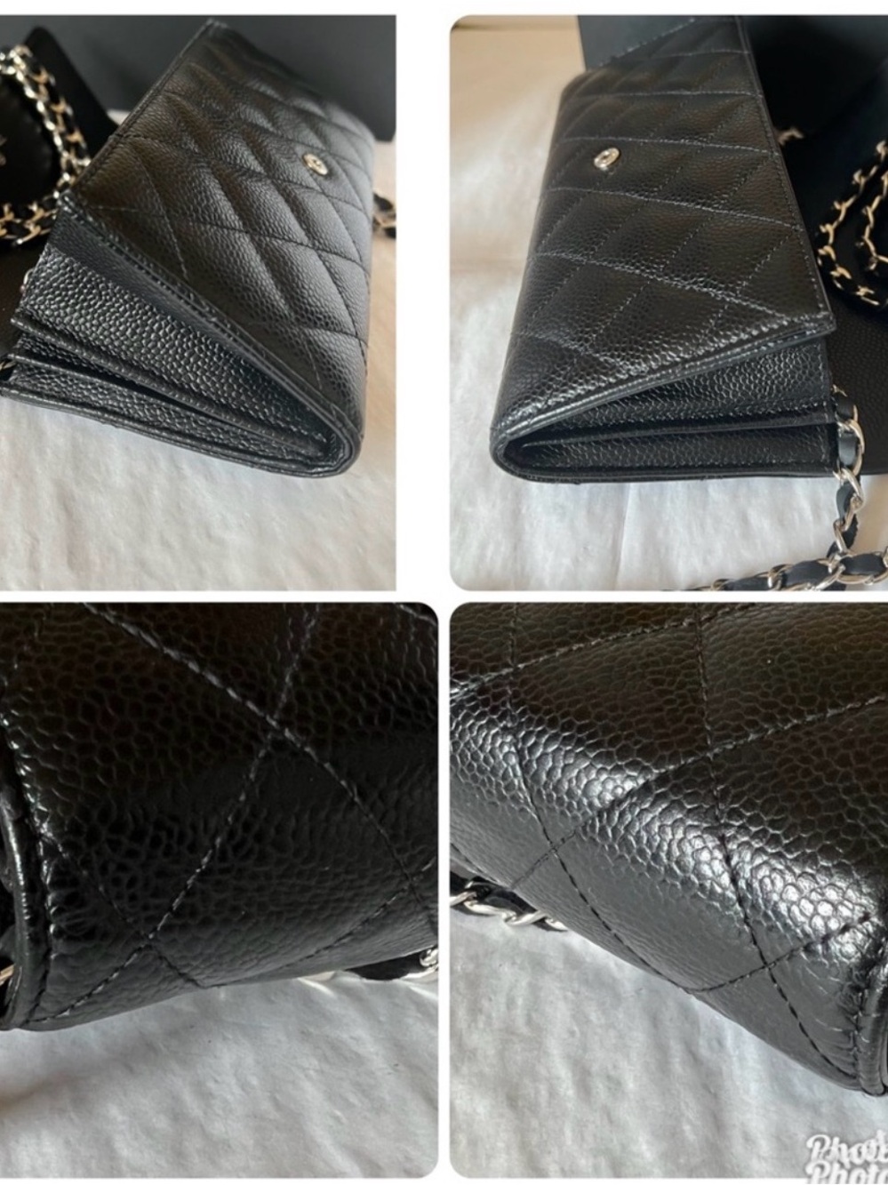 🎁AUTH. CHANEL CAVIAR CLASSIC FLAP  WALLET WITH CHAIN. - Picture 10 of 16